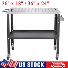 36"x18" / 36"x24" Welding Sawing Table Carbon Steel Workbench w/ Lockable Caster