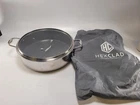HexClad 13" 5QT Hybrid Deep Saute Braiser Pan  Flat Bottom With Lid