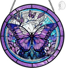 Butterfly Suncatcher Stained Glass Window Hanging 8  Handmade Stained Glass