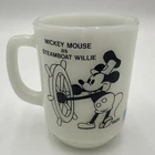VTG.  Disney Mickey Mouse Steamboat Willie Milk Glass Mug Anchor Hocking  PEPSI
