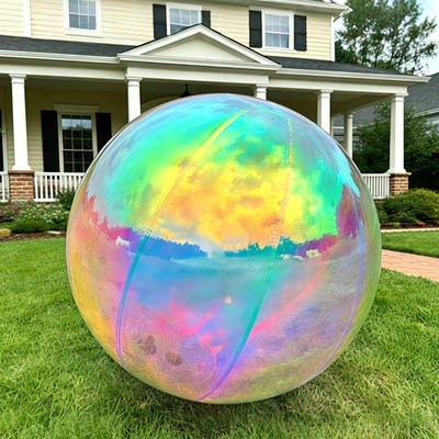 Iridescent Inflatable Mirror Ball with Air Pump, Big Shinny Mirror Balls Reusabl