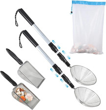 Beach Sand Sifter, 2 Beach Sifting Sand Telescoping Pole Sets with Scoops, Baske