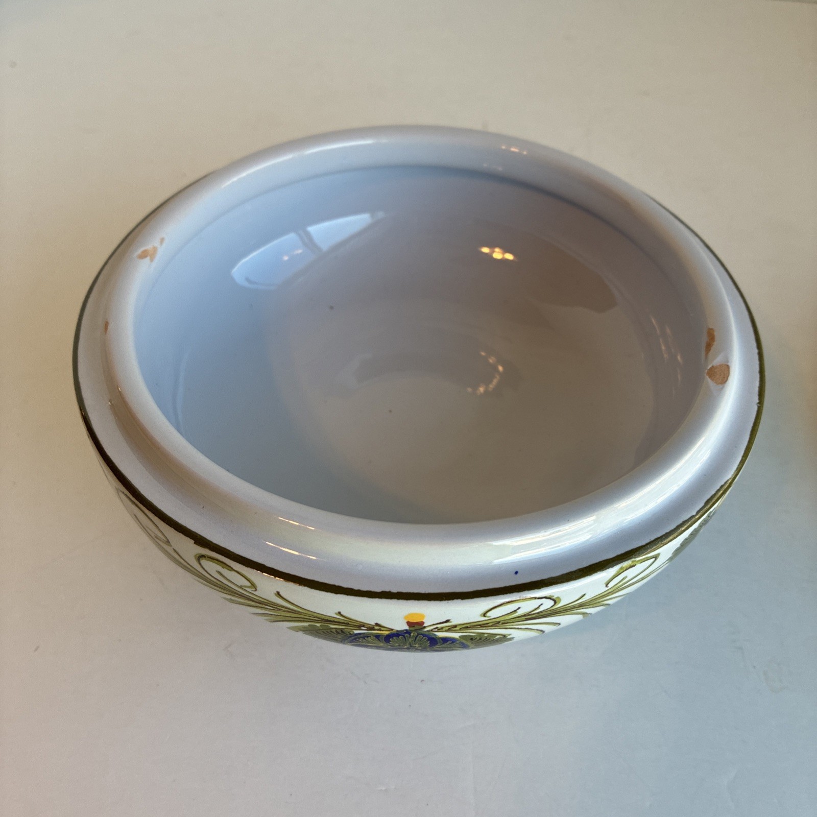 "Garofano Faenza" Blue Carnation Italian Pottery Lidded Bowl Candy Dish READ