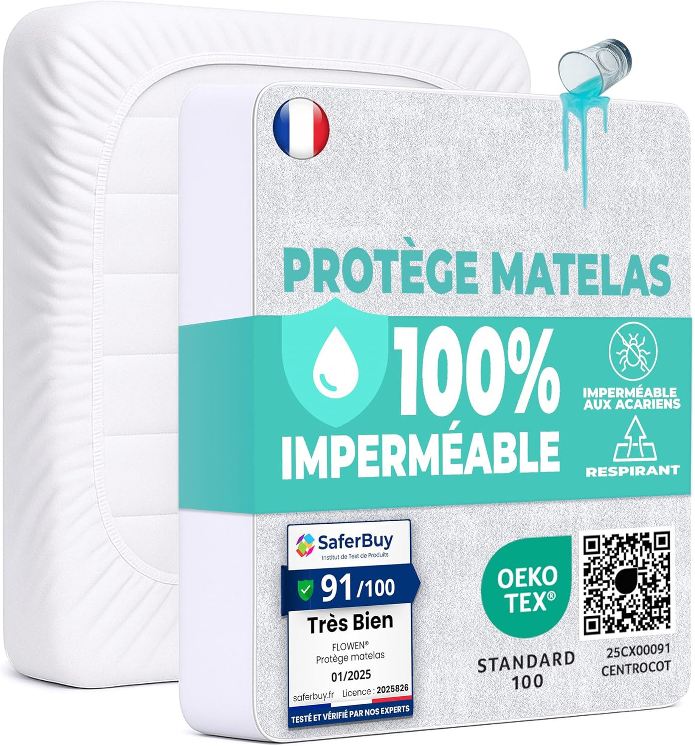 Alèse imperméable 160x200 housse matelas coton absorbant lot de 2