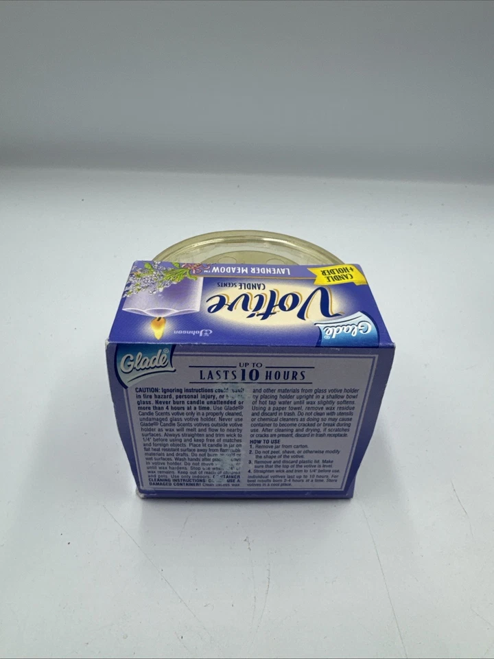 Glade Candle Scents Retired Vintage Lavender Meadow 1998 Votive & Glass Holder - Image 3 of 4
