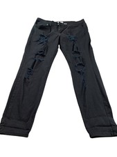 Judy Blue Women 2XL Black Distressed Jeans Stretch Denim High Rise USA Made 36x2