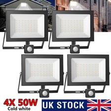 4x 50W LED Floodlight PIR Sensor Motion Security Flood Light Garden Outdoor Lamp