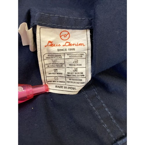Deus Denim 95 Shirt Mens Extra Large Blue Embroidered Button Down Long Sleeve - Picture 6 of 11