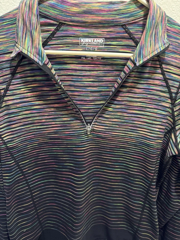 Top Kirkland Signature Colorido Rayas Manga Larga Talla Grande Cremallera Parcial Foto 3 de 4