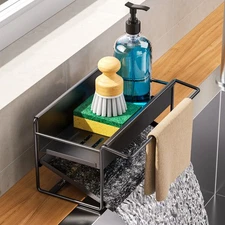 Kitchen Sink Caddy Rustproof 304 Stainless Steel Organizer with Towel Holder
