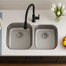 32" Undermount Double Basin 60/40 Stainless Steel