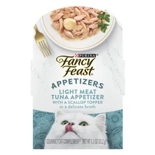 (6 Pack) Fancy Feast Wet Cat Food, Tuna & Scallop Appetizers, 1.1 oz Broth Trays