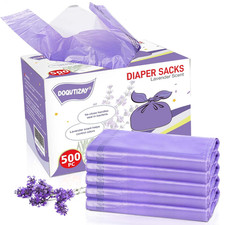 Disposable Diaper Bags with Easy-Tie Tabs, Lavender Scented 500 Count 