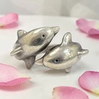 Vintage Sterling Silver .925 Double Dolphin Hallmarked Ring Size 6 6.1g