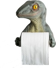 Dinosaur Toilet Paper Holder Wall Mount, No Drill Spring Loaded 6.5 Inch