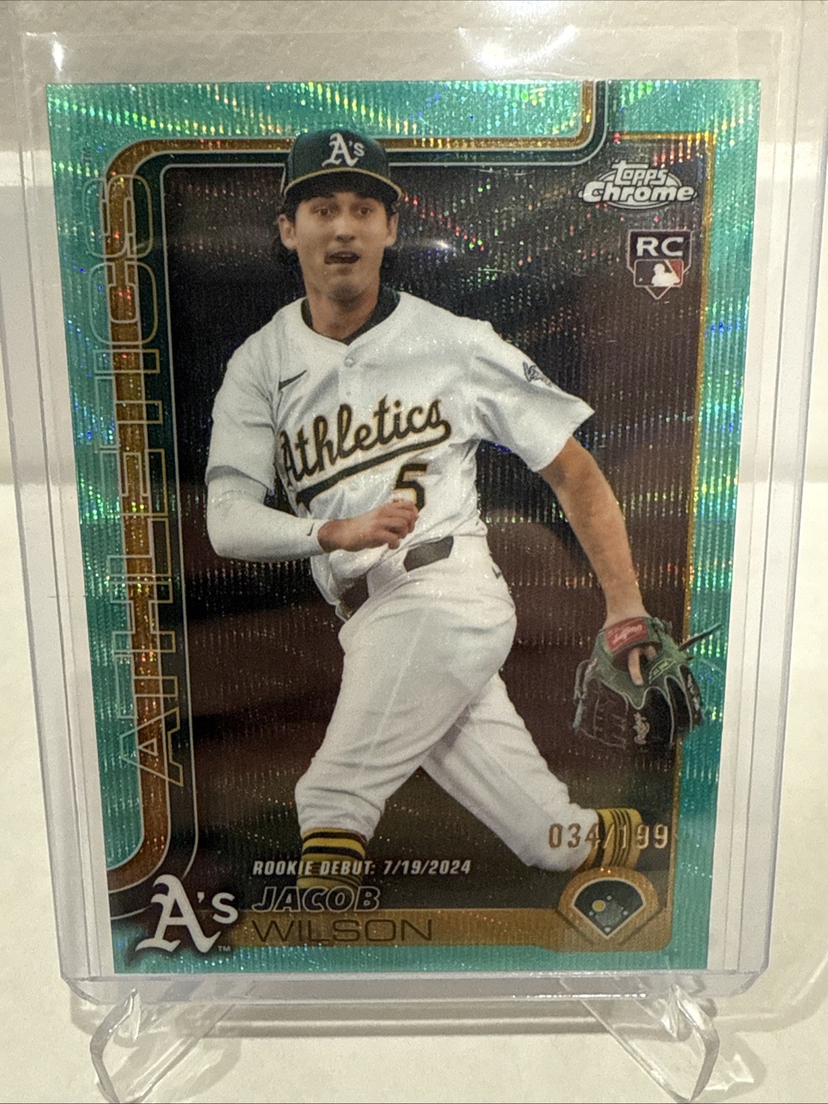 2025 Topps Chrome Update Jacob Wilson Rookie Debut Aqua Wave Refractor /199