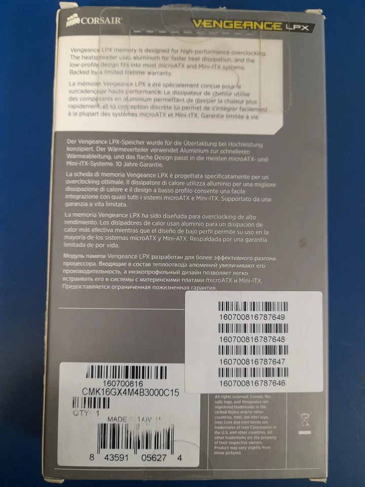 CMK16GX4M4B3000C15 Vengeance LPX 16 GB (4 x 4 GB) DDR4 3000 MHz - Image 4 of 4