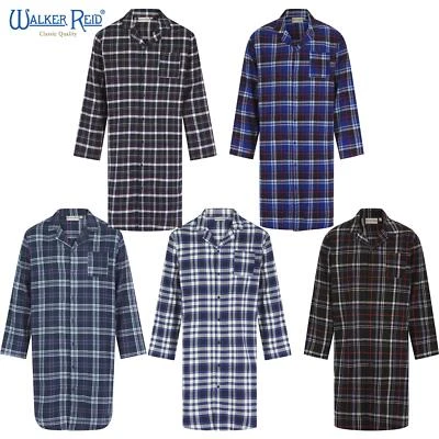 Camicia da notte Walker Reid manica lunga a quadri flanella cotone spazzolato caldo S-4XL