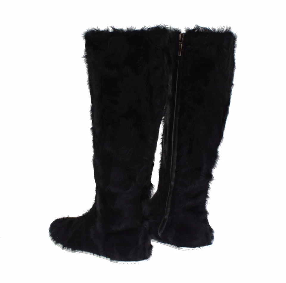 Botas De Cuero De Piel De Cordero Negro DOLCE & GABBANA EU36 / US5.5 RRP $3200 - Imagen 4 de 4