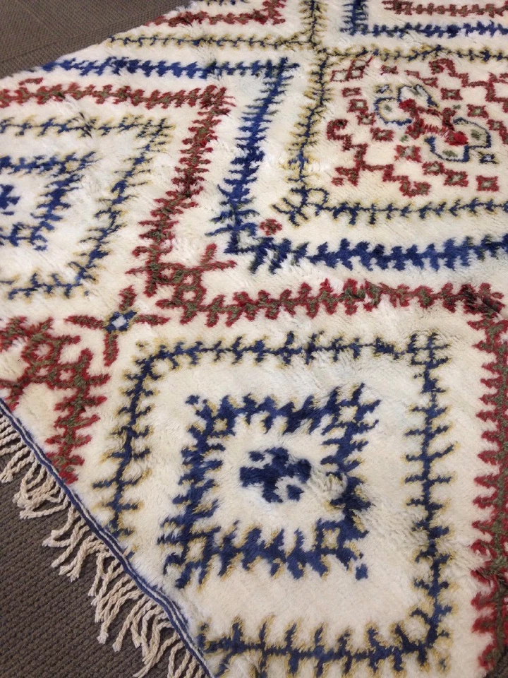 6' X 9' Beni Ourain Moroccan Area Rug Hand Knotted Multi  Berber Shaggy Azilal - Image 2 of 4