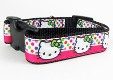 Kitty dog collar handmade adjustable buckle collar 1" wide or leash