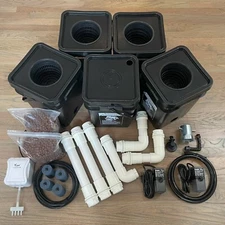 Recirculating Deep Water Culture (RDWC) 4 Site, 6inch, 5 Gal Hydroponic System