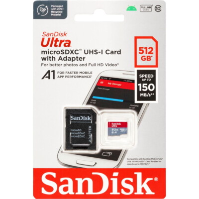 Sandisk Micro SDXC Karte 512GB Ultra Android UHS-I U1 150 MB/s A1 Class 10