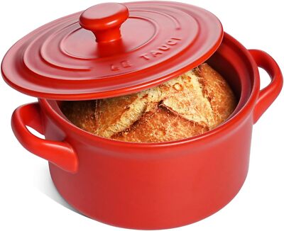 3-Quart Bread Baking Ceramic Dutch Oven with Lid Dutch Oven Pan Chili Red