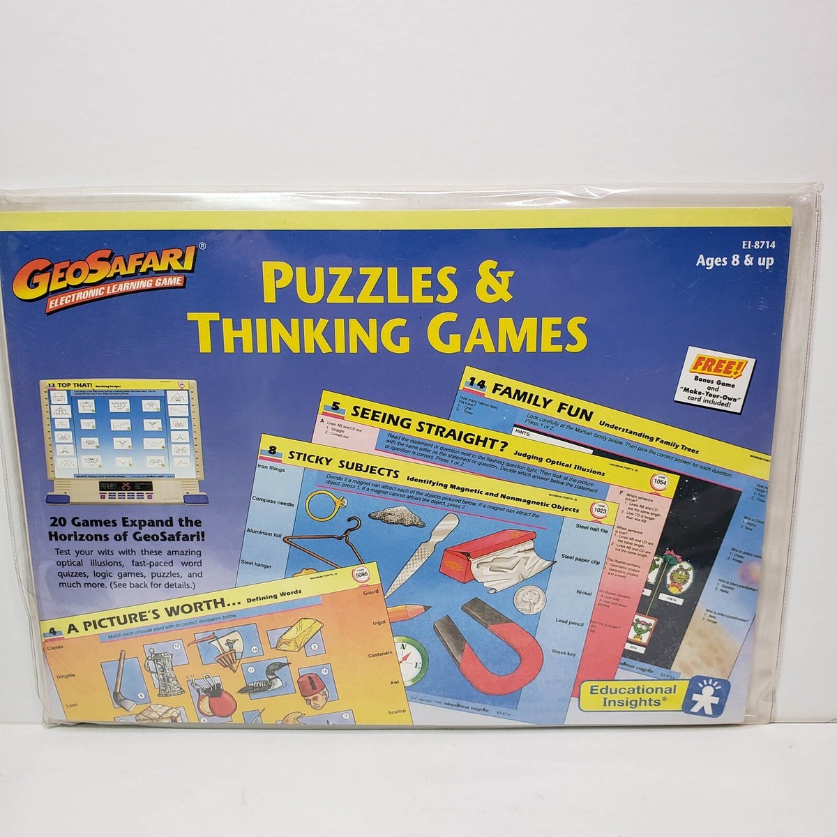 GeoSafari PUZZLES AND THINKING GAMES Electronic Learning Card Game