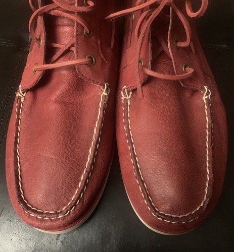 NWOB Polo Ralph Lauren Barrott Lace Boat Chukka Boots Size 13 Red Leather DC - Picture 7 of 13
