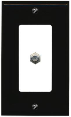 RiteAV 1 Port Coax Cable TV F-Type Wall Plate 1 Gang [Black/White]