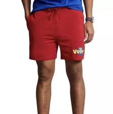 Polo RALPH LAUREN Waffle Knit Polo Volley Sweat Shorts Red Men's Sz L NEW 98