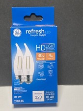 2 Pk GE Refresh LED HD Light CAC Bulbs 4 W 40 W Replacement Candelabra Dimmable