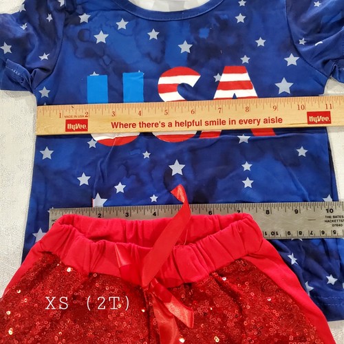 Patriotic (Red, Blue) Unbranded Toddler Girls Short Set. Various Sizes - Picture 5 of 7