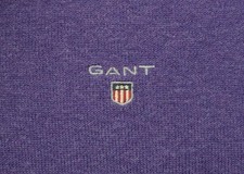 Men's Gant Purple V Neck Stretch Cotton Jumper Size Large P-P 23.5" VGC