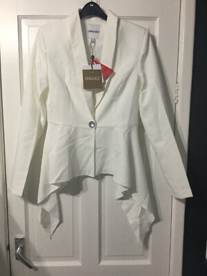 white frill blazer