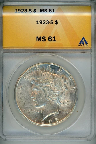 1923-S $1 Peace Silver Dollar ANACS MS 61