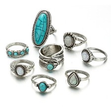 24pcs Wholesale Lots Fashion Jewelry Mixed Turquoise Lady's Rings