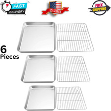 TeamFar Baking Sheet with Rack Set   6-Piece Stainless Steel, Non-Toxic  Durabl