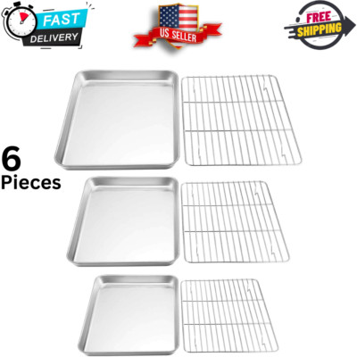 TeamFar Baking Sheet with Rack Set   6-Piece Stainless Steel, Non-Toxic & Durabl
