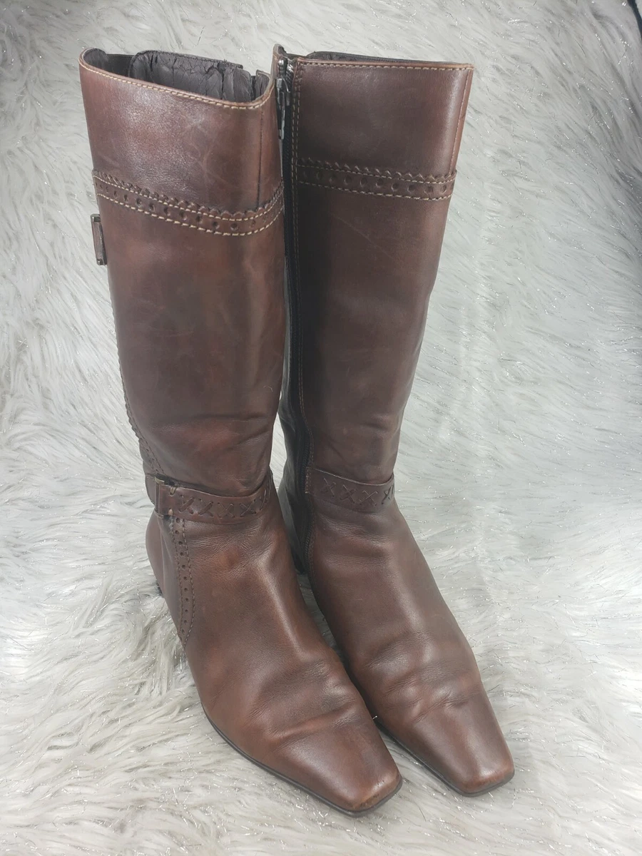 CAPRICE Brown Leather Boots Size 4 eBay