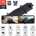 Toguard 12" Mirror 4K Dash Cam Gps Touch Screen Rearview Car Camera Night Vision
