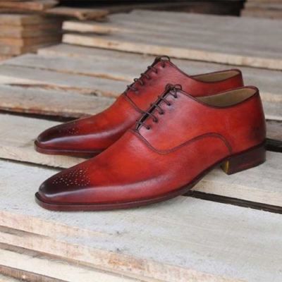 Herren Handgefertigte Schuhe Zweifarbig Leder Schnürschuhe Kappe Zehe Formell Elegant Freizeitschuhe