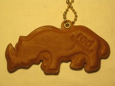 Red by Marc Ekco leather rhino rhinoceros keytag mirror key chain bag tag