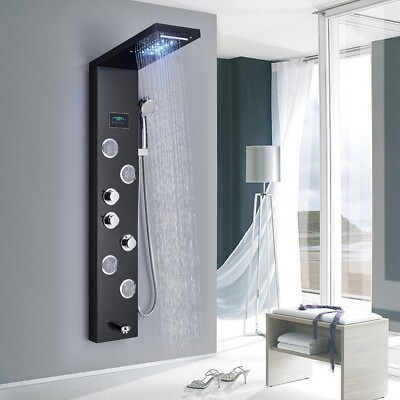 LED Shower Panel Tower System 5-Function Faucet Body Massage Oil Rubbed Bronze