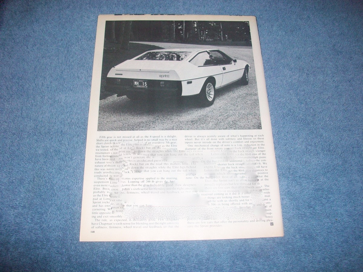 1977 Lotus Sprint Vintage Road Test Info Article 