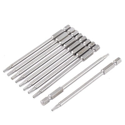 10Stück 100mm Sechskant Magnet T15 Sicherheit Torx Schraubendreher Bits Werkzeug