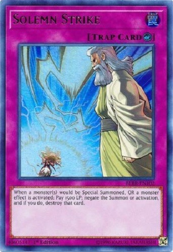 Yugioh - Solemn Strike - 1st Ultra Rare NM - Free Holographic Card