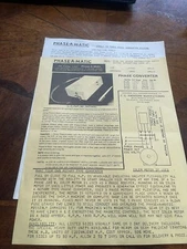 Peterson Machinery Co. Phase-a-matic instruction sheet vintage