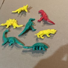 Lot If 7 MPC Dinosaurs Bright Colors Plastic Vintage Prehistoric Figure